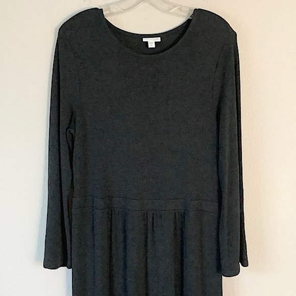 J JILL Maxi Dress TALL Long Sleeve Jersey Knit Wool Minimalist Modest Gray S - Picture 2 of 8